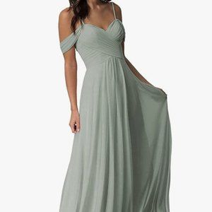 Yuesuo long cold shoulder formal bridesmaid's dress.